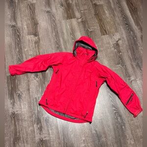 L.L. Bean Red Goretex PAC-Lite Hooded Jacket Lightweight Travel Activewear. Sz M